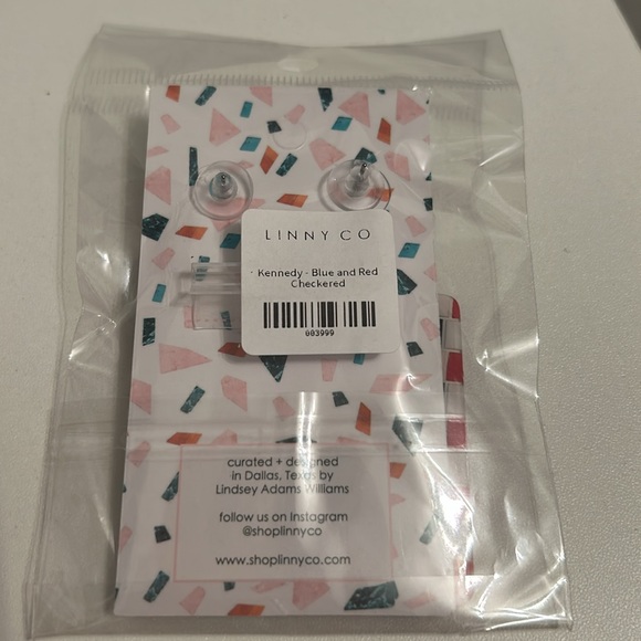 Kennedy-Blue & Red Checkered Earring - Picture 4 of 4